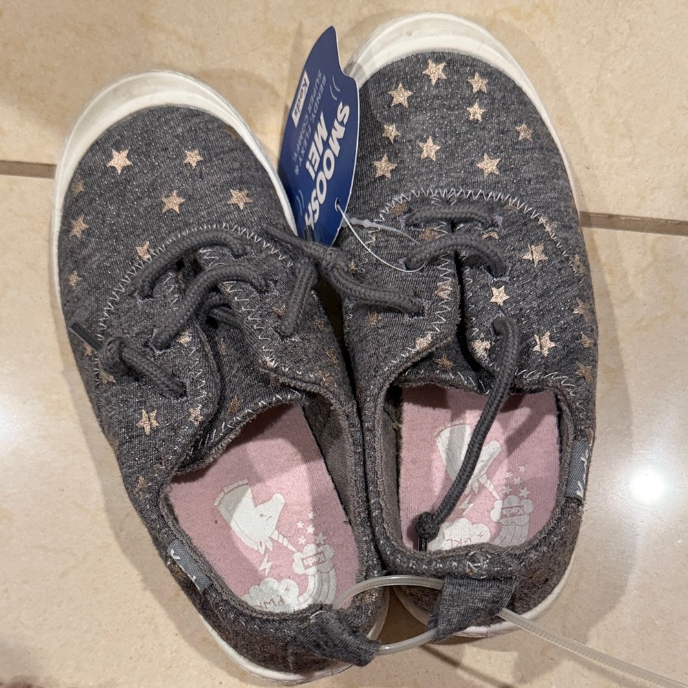 Keds Breaker Kids Slip-On Sneakers with Star Design - Gray and Pink